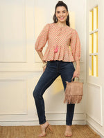 Thumbnail for Yufta Cotton Yellow And Pink Floral Tie Up Top