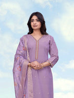 Thumbnail for Monjolika Fashion Lavender Roman Simar Embroidered Kurta Set - Dista