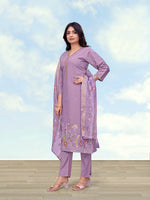 Thumbnail for Monjolika Fashion Lavender Roman Simar Embroidered Kurta Set - Dista