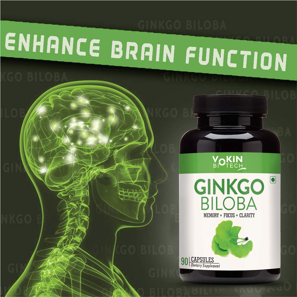 Vokin Biotech Ginkgo Biloba with Brahmi Boosts Concentration & Learning Activities 90 Capsules