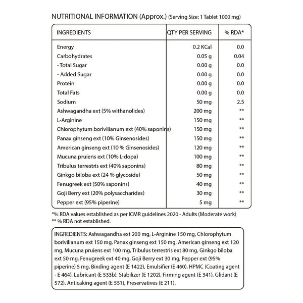 Pure Nutrition Ashwaginseng Veg Tablets - Distacart