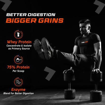 FUELONE Whey Max (Chocolate, / 2.2lbs) | Whey Protein Concentrate & Whey Protein Isolate | 27g Protein & Creatine Monohydrate (Unflavoured, 100g, 33 Servings) | Combo Pack