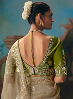 Thumbnail for Monjolika Fashion Beige Fancy Fabric Saree With Embroidered Work - Dista
