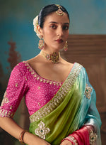 Thumbnail for Monjolika Fashion Multicolor Fancy Fabric Saree With Embroidered Work - Dista