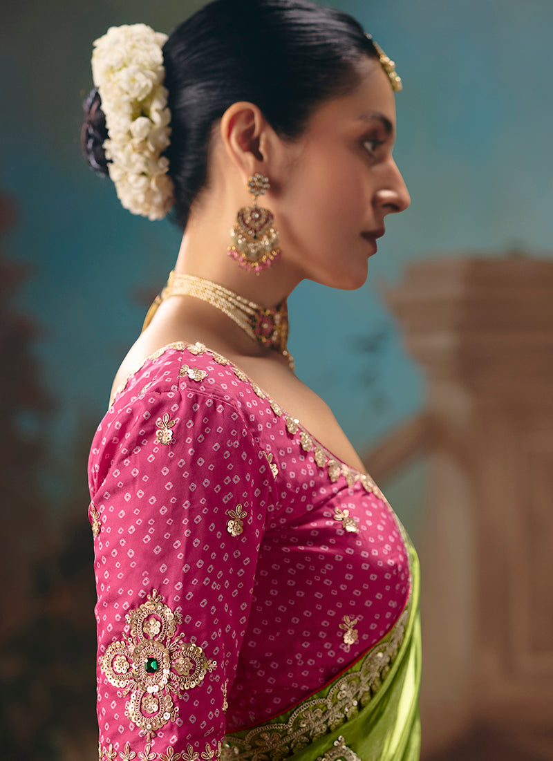 Monjolika Fashion Multicolor Fancy Fabric Saree With Embroidered Work - Dista