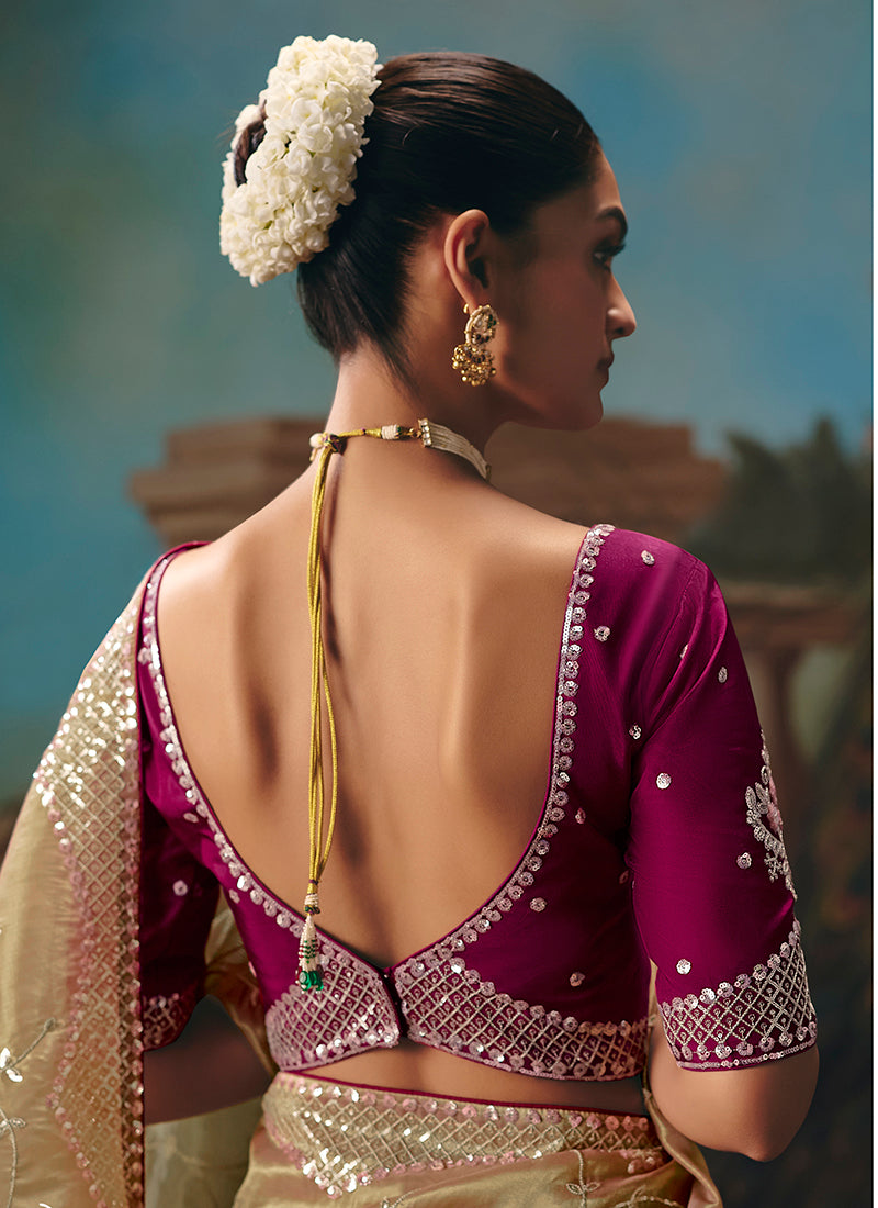Monjolika Fashion Multicolor Fancy Fabric Saree With Embroidered Work - Dista