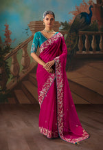 Thumbnail for Monjolika Fashion Rani Pink Fancy Fabric Saree With Embroidered Work - Dista