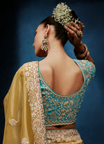 Thumbnail for Monjolika Fashion Gold Fancy Fabric Embroidered Saree With Stitched Blouse - Dista