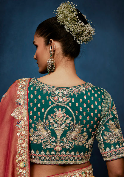 Monjolika Fashion Rust Fancy Fabric Embroidered Saree With Stitched Blouse - Dista