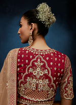 Thumbnail for Monjolika Fashion Beige Fancy Fabric Embroidered Saree With Stitched Blouse - Dista