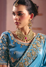 Thumbnail for Monjolika Fashion Light Blue Viscose Zari Tissue Silk Embroidered Saree - Dista