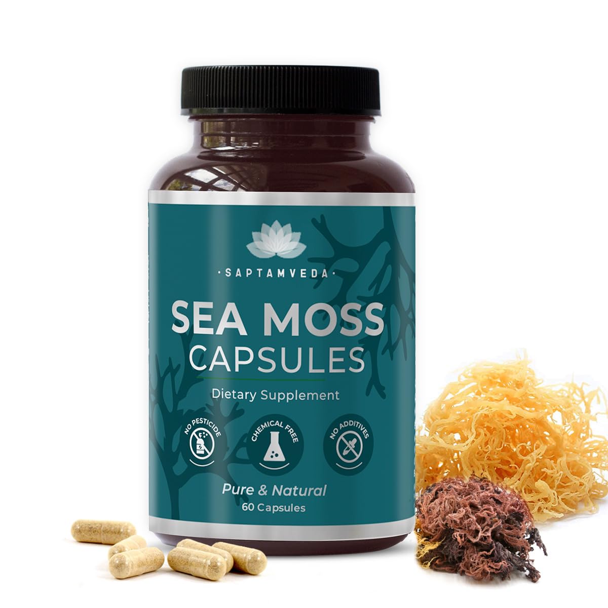 Saptamveda Irish Sea Moss 500mg Capsules - Distacart