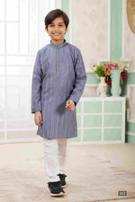Thumbnail for Raivat Ethnic Art Silk Embroidery Work Kids Kurta Pajama In Blue Colour - Distacart