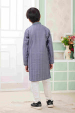 Thumbnail for Raivat Ethnic Art Silk Embroidery Work Kids Kurta Pajama In Blue Colour - Distacart