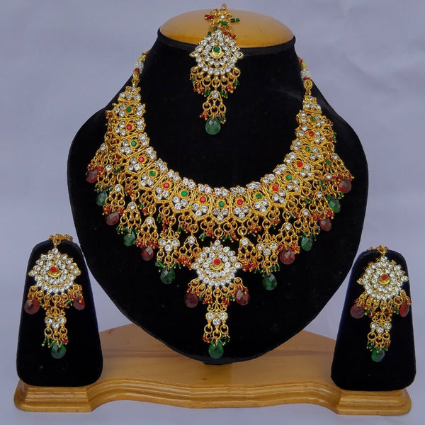 Joban Fashion Hand Made High Quality Gold Plated Base Metal Alloy Kundan Stone Studded Kundan Jewellery Set - Distacart