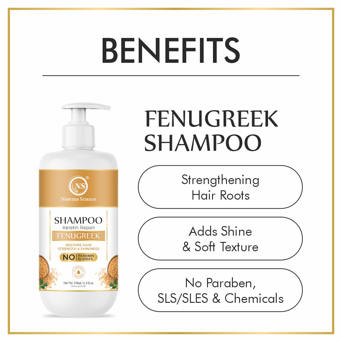 Nuerma Science Keratin Repair Fenugreek (Methi) Shampoo for Hair Fall & Dandruff Control - Distacart