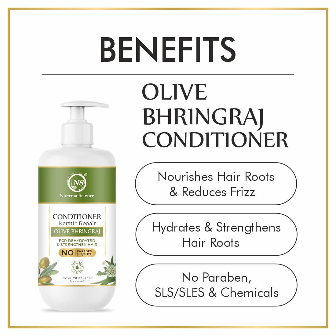 Nuerma Science Keratin Repair Olive Bhringraj Hair Conditioner for Dehydrated & Strengthen Hair - Distacart