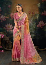 Thumbnail for Monjolika Fashion Multi Colour Faux Crepe Embroidered Saree - Dista