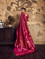 Thumbnail for Monjolika Fashion Wine Weaving Silk Blend Saree With Zari Border Design