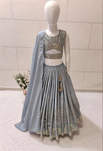 Thumbnail for Evanik Grey Georgette Embroidered Work Wedding Kids Lehenga Choli - Dista