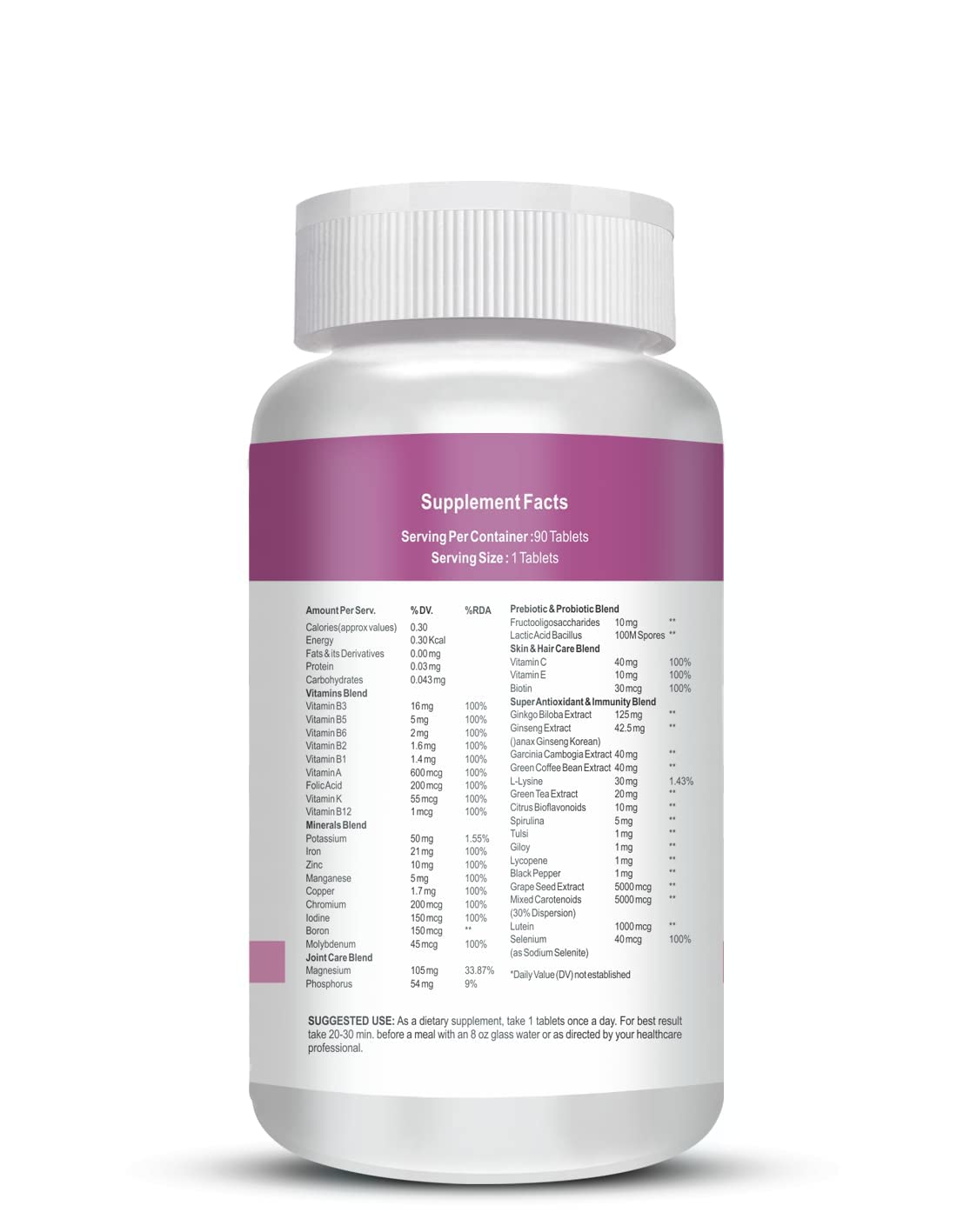 Vokin Biotech Multivitamin with Probiotics, With Vitamin C, Vitamin B, Vitamin D, Zinc, Supports Immunity and Gut health, For (Multivitamin For Women) (90 Tablets)