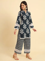 Thumbnail for Yufta Pure Cotton Pakistani Style Kurta Set With Pant & Dupatta With Lace Detailing