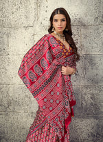 Thumbnail for Monjolika Fashion Maroon Colour Satin Print Work Saree