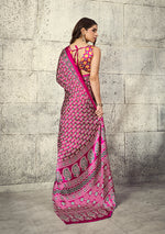 Thumbnail for Monjolika Fashion Rani Pink Colour Satin Print Work Saree