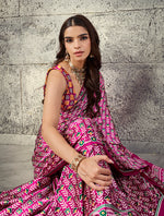 Thumbnail for Monjolika Fashion Rani Pink Colour Satin Print Work Saree