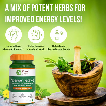 Pure Nutrition Ashwaginseng Veg Tablets - Distacart