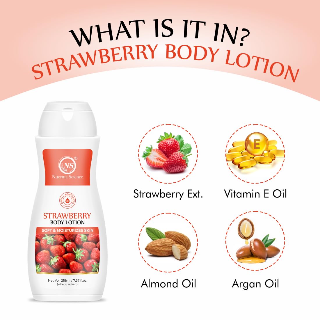 Nuerma Science Strawberry Body Lotion for Deep Skin Hydration & Moisturization - Distacart