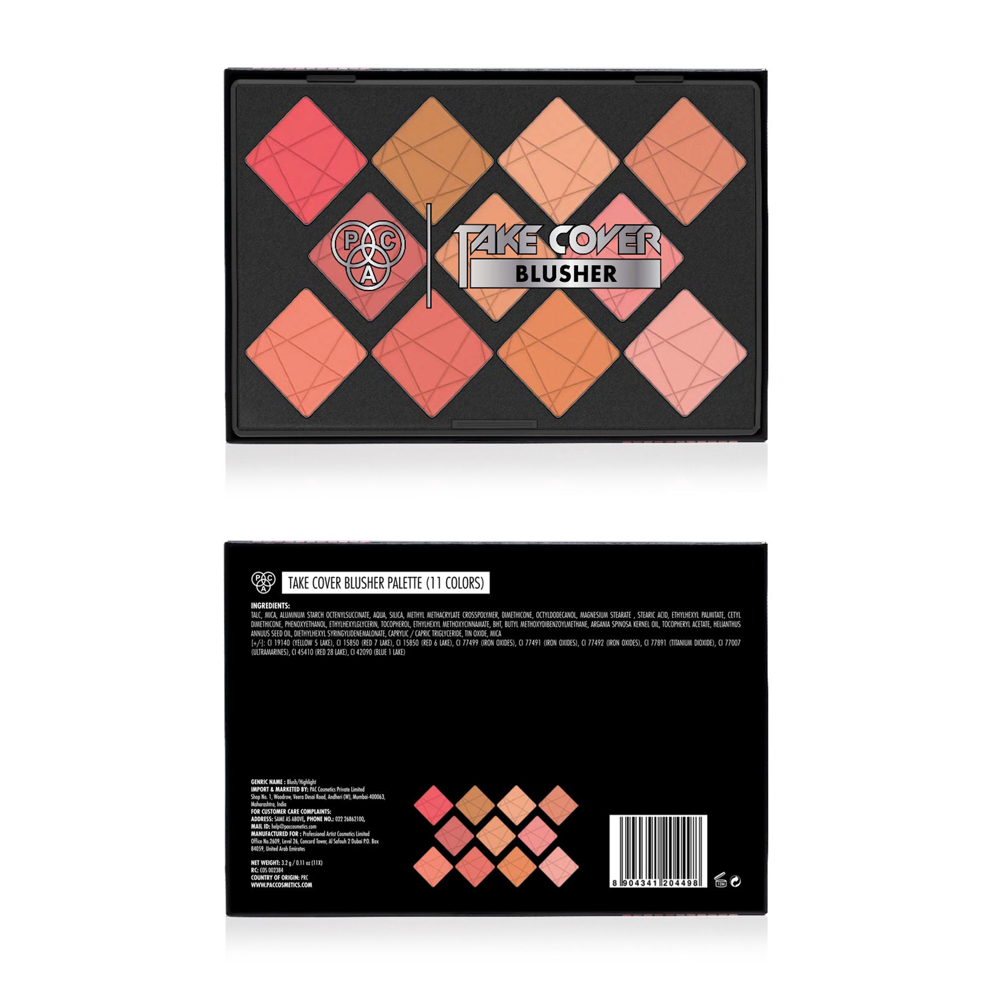 PAC Studio Take Cover Blusher X11 - Micro Fine Pigments, Blends Effortlessly, 8 Matte & 3 Shimmer Shades - Distacart