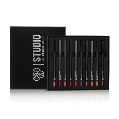 PAC Studio Lip Pencil Vault Set of 10 - Creamy Non Drying, Longwear Intense Pigment, Matte Finish - Distacart