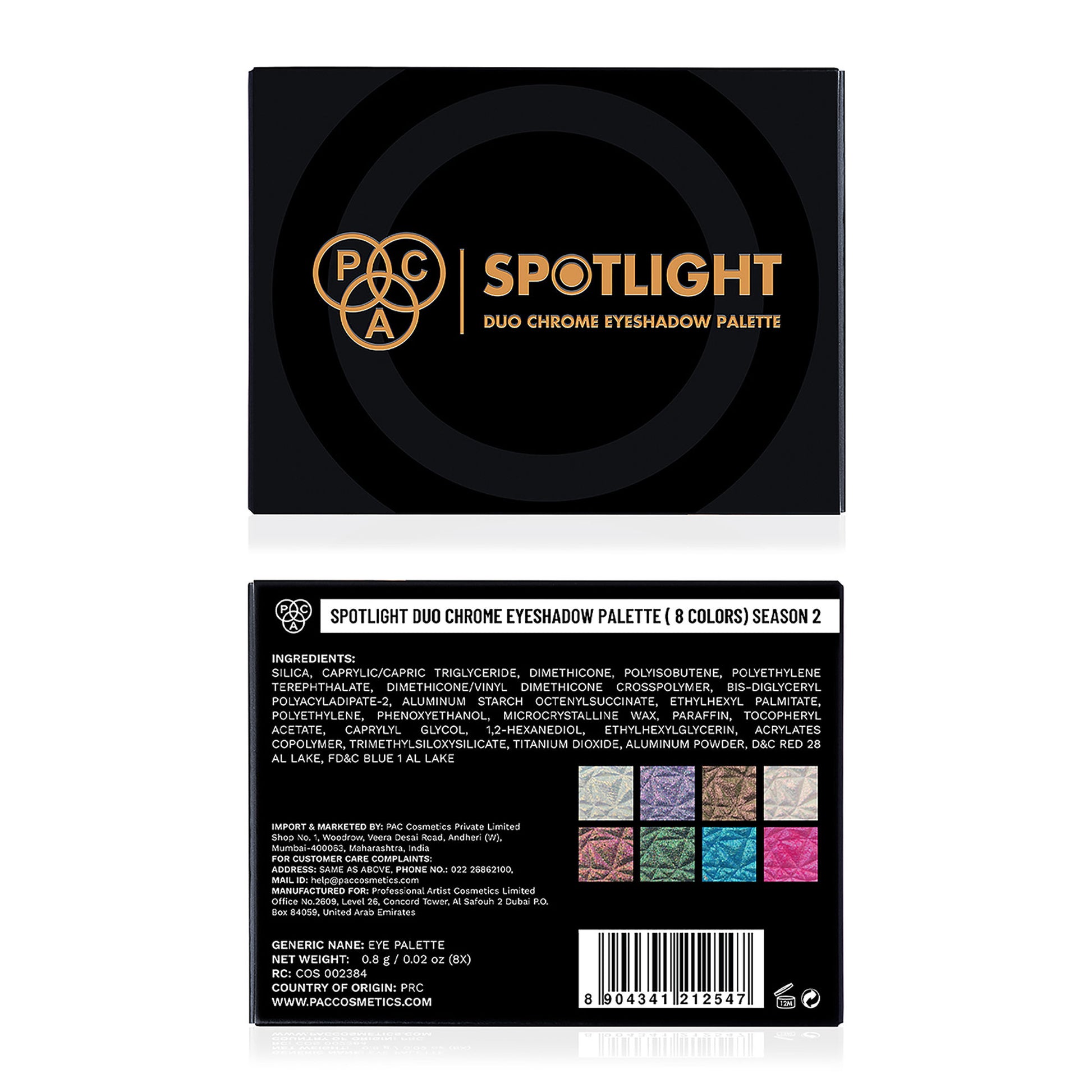 PAC Studio Spotlight Duo Chrome Palette Season 2 - Intensely Pigmented, Buttery Smooth Multi Chrome Shades - Distacart