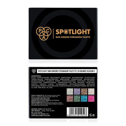 PAC Studio Spotlight Duo Chrome Palette Season 2 - Intensely Pigmented, Buttery Smooth Multi Chrome Shades - Distacart