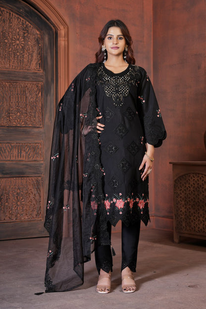 Pramukh Fab Black Color Viscose Roman Kurta Set - Distacart