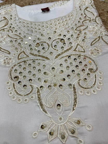Pramukh Fab White Color Viscose Roman Kurta Set - Distacart