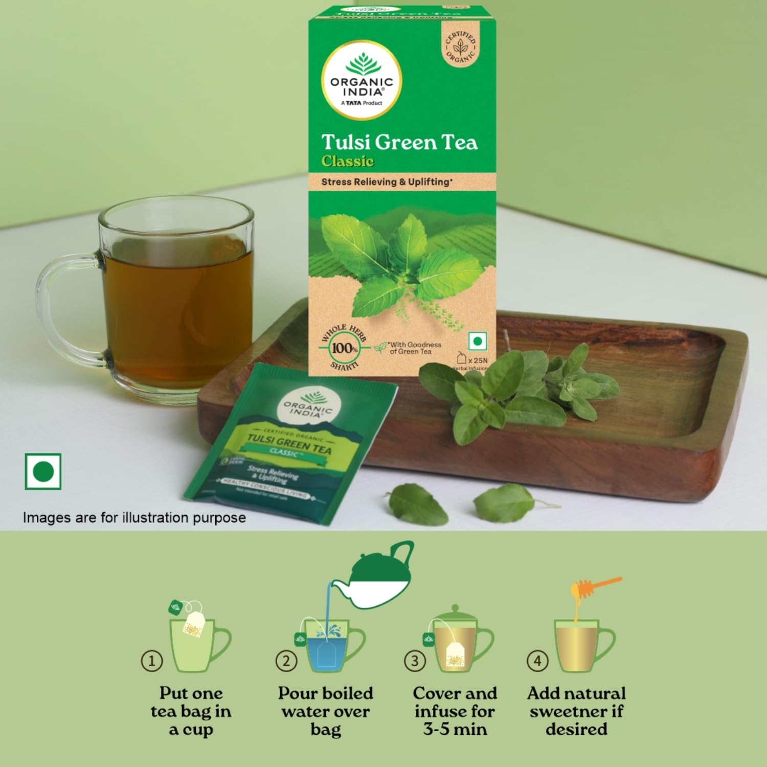 Organic India Tulsi Green Tea Classic 25 Tea bags