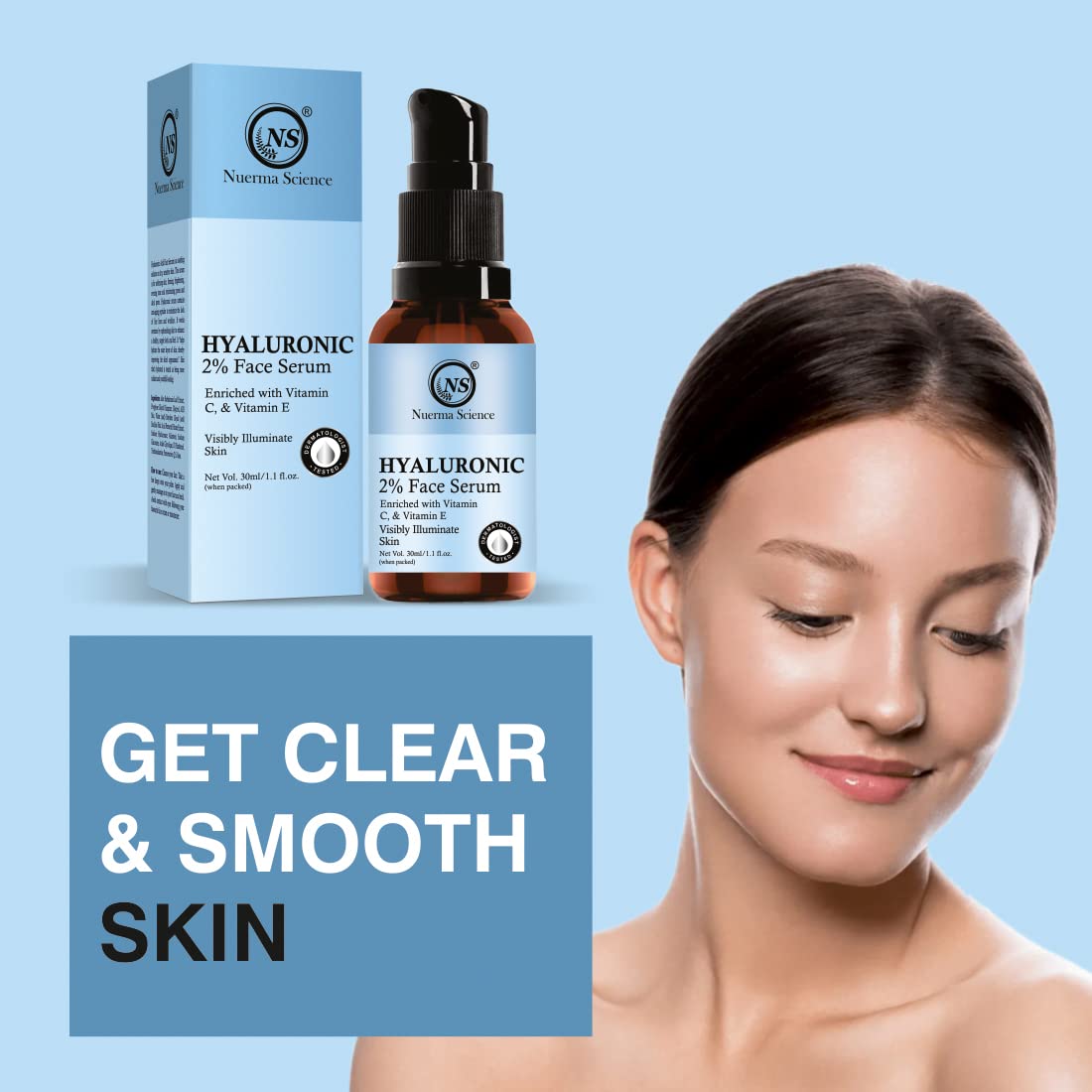 Nuerma Science 2% Hyaluronic Acid Face Serum | Hydrates, Firms & Brightens