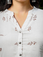 Thumbnail for Yufta Brown And White Cotton Linen Flare Shirt Style Top