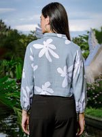 Thumbnail for Yufta Green Cotton Linen Bishop Sleeve Shirt Style Top