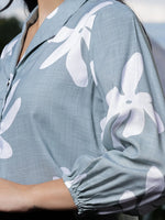 Thumbnail for Yufta Green Cotton Linen Bishop Sleeve Shirt Style Top