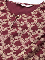 Thumbnail for All About You Women Purple & Gold-Toned Ethnic Motifs Printed Regular Kurta with Trousers - Distacart