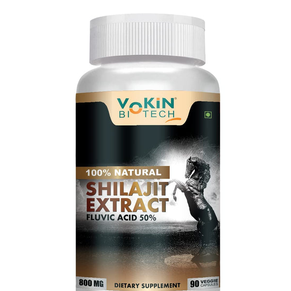 Vokin Biotech Pure Shilajit/Shilajeet Extract 800mg Capsules for Stamina, Enhanced Performance & Muscle Growth – (90 Caps)