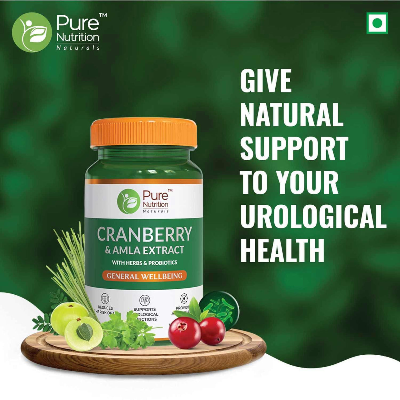 Pure Nutrition Cranberry & Amla Extract Veg Capsules - Distacart