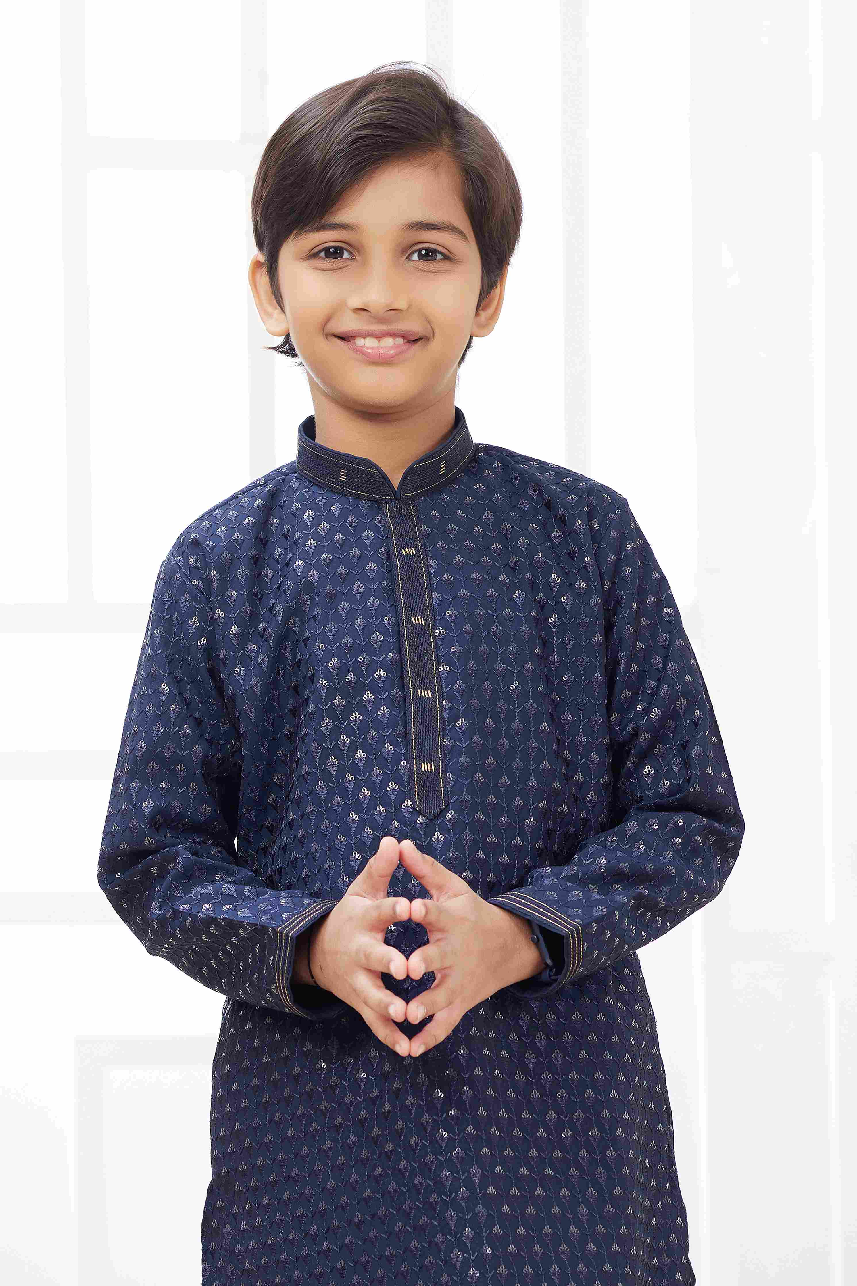 Raivat Ethnic Art Silk Embroidery Work Kids Kurta Pajama In Blue Colour - Distacart