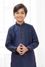 Thumbnail for Raivat Ethnic Art Silk Embroidery Work Kids Kurta Pajama In Blue Colour - Distacart