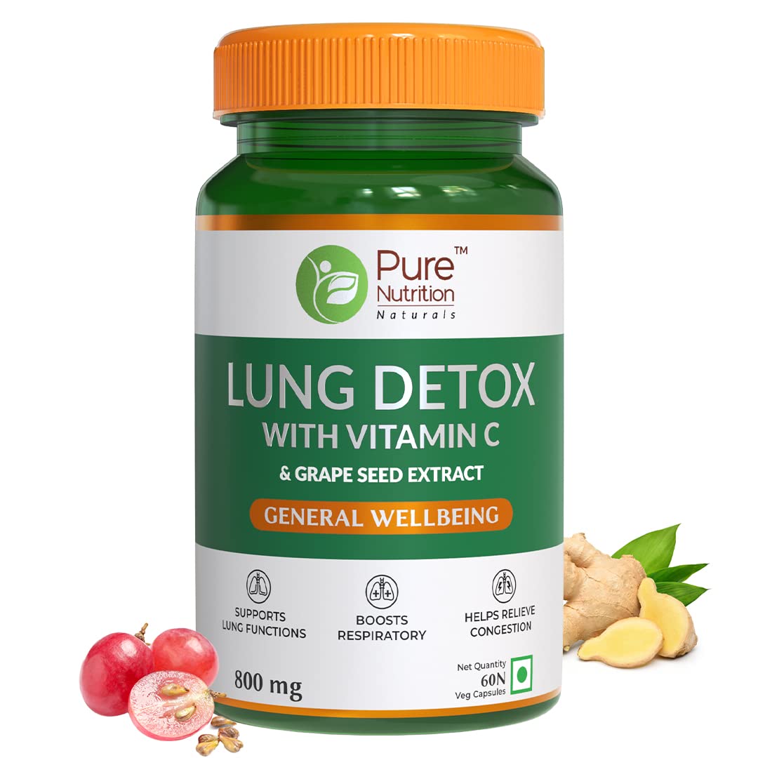 Pure Nutrition Lung Detox with Vitamin C & Grape Seed Extract Veg Capsules - Distacart