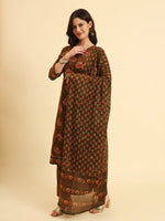 Thumbnail for Yufta Green Pure Cotton Floral Sequins Work Kurta Set With Dupatta