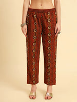 Thumbnail for Yufta Red Pure Cotton Floral Sequins Work Kurta Set With Dupatta